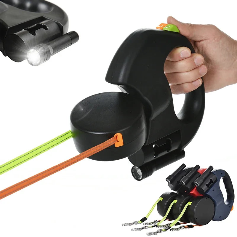 Doppel-Rollleine mit LED & 360° Drehgelenk