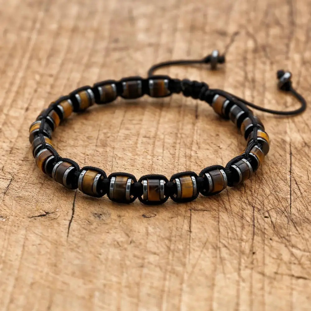 Edles Herrenarmband – Hämatit & Naturstein