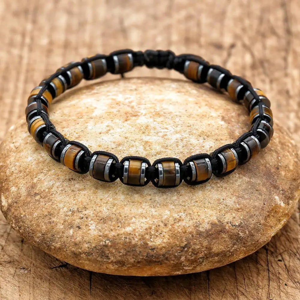 Edles Herrenarmband – Hämatit & Naturstein