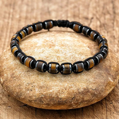 Edles Herrenarmband – Hämatit & Naturstein