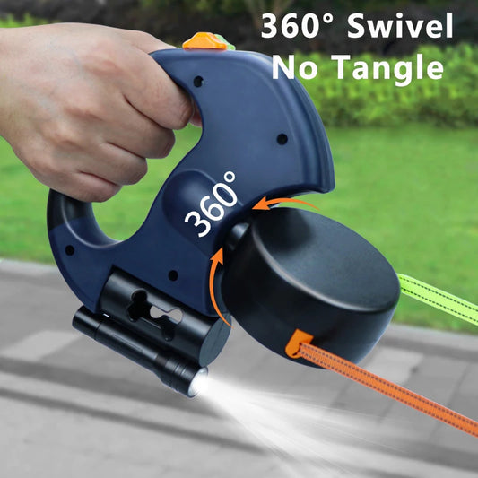 Doppel-Rollleine mit LED & 360° Drehgelenk